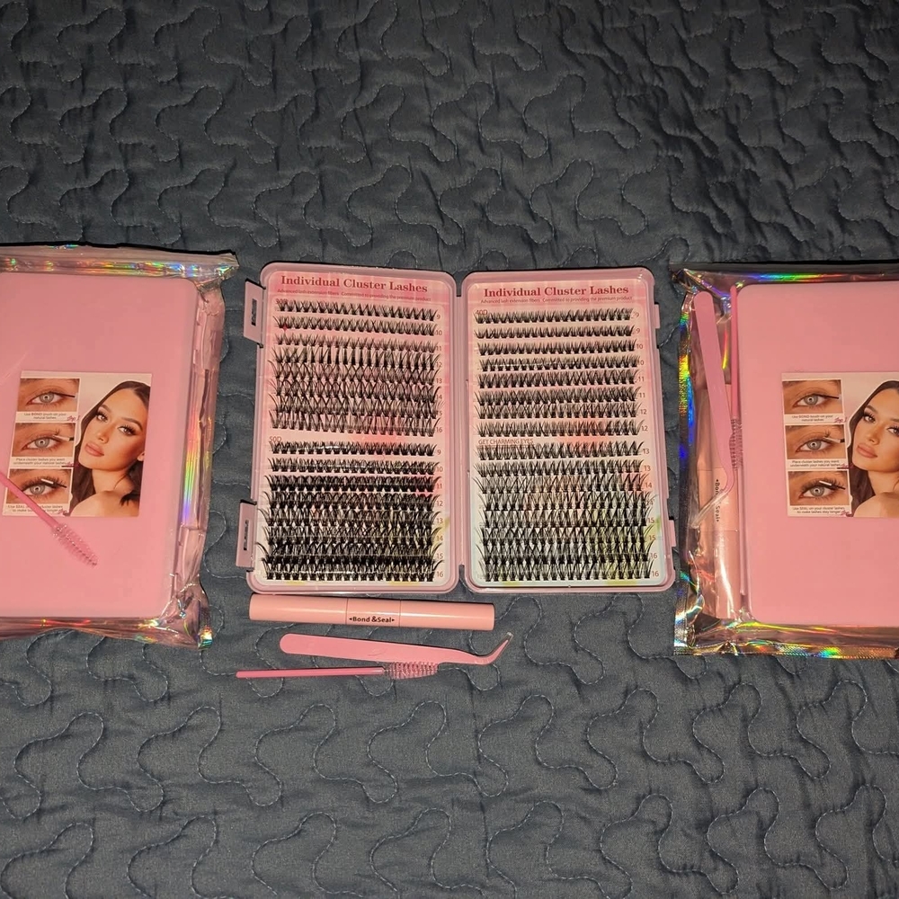 Pink Individual Cluster Lashes Set